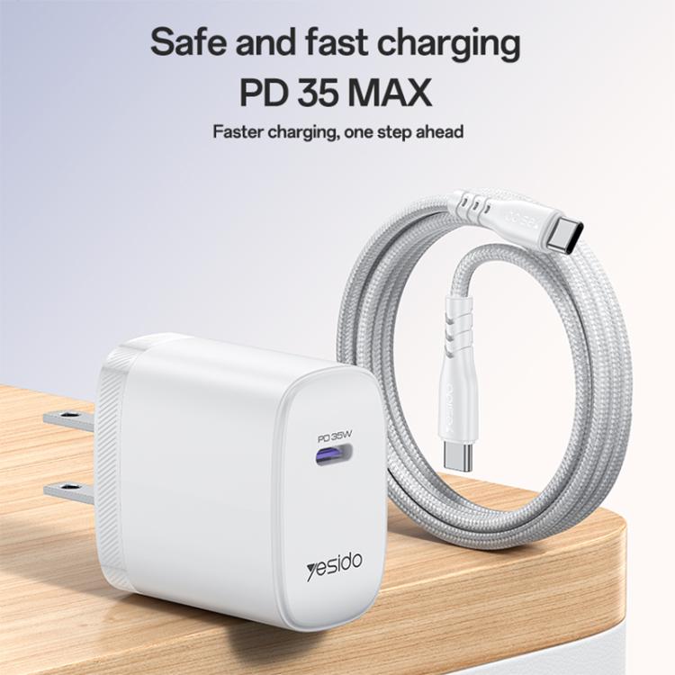 Yesido YC20U PD35W USB-C / Type-Cシングルポート急速充電器セット Type-CからType-Cケーブル付き、YC20U
