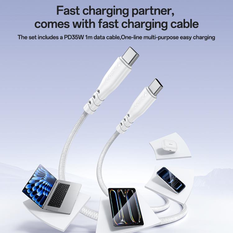 Yesido YC20U PD35W USB-C / Type-Cシングルポート急速充電器セット Type-CからType-Cケーブル付き、YC20U