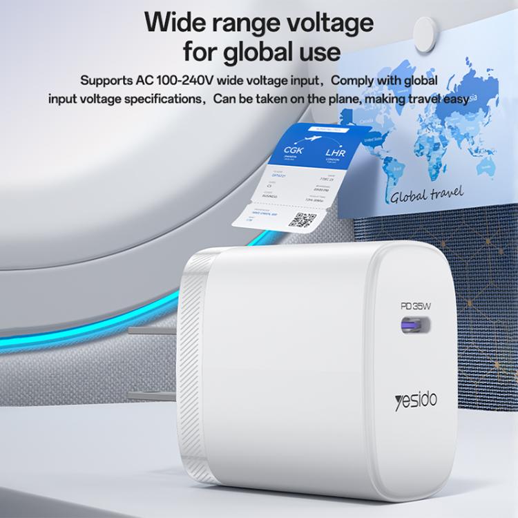Yesido YC20U PD35W USB-C / Type-Cシングルポート急速充電器セット Type-CからType-Cケーブル付き、YC20U