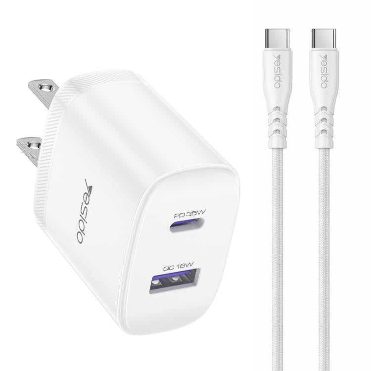 Yesido PD35W Type-C USB急速充電キット Type-CからType-Cケーブル付き、USプラグ、EUプラグ、UKプラグ
