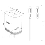 Yesido PD35W Type-C, USB Fast Charger Kit with Type-C to Type-C Cable, US Plug, EU Plug, UK Plug