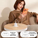 Yesido PD45W デュアルType-C急速充電キット Type-CからType-Cケーブル付き、USプラグ、EUプラグ、UKプラグ