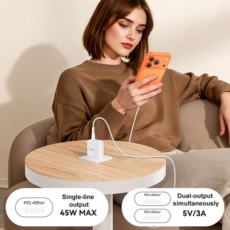 Yesido PD45W デュアルType-C急速充電キット Type-CからType-Cケーブル付き、USプラグ、EUプラグ、UKプラグ