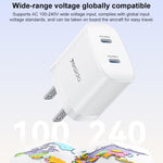 Yesido PD45W デュアルType-C急速充電キット Type-CからType-Cケーブル付き、USプラグ、EUプラグ、UKプラグ