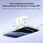 Yesido PD45W デュアルType-C急速充電キット Type-CからType-Cケーブル付き、USプラグ、EUプラグ、UKプラグ