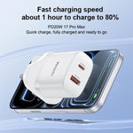 Yesido YC152 PD20W USB-C / Type-CとQC18W USB-Aデュアルポート充電器セット Type-CからType-Cケーブル付き、YC152