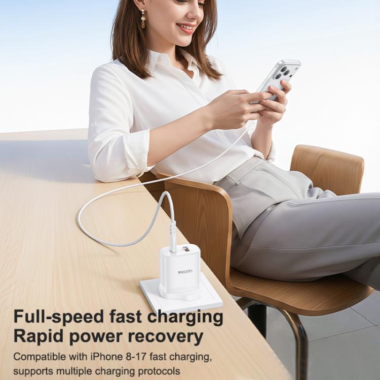 Yesido YC152 PD20W USB-C / Type-CとQC18W USB-Aデュアルポート充電器セット Type-CからType-Cケーブル付き、YC152