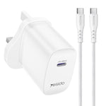 Yesido YC153 PD35W USB-C / Type-Cシングルポート急速充電器セット Type-CからType-Cケーブル付き、YC153