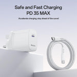 Yesido YC153 PD35W USB-C / Type-Cシングルポート急速充電器セット Type-CからType-Cケーブル付き、YC153