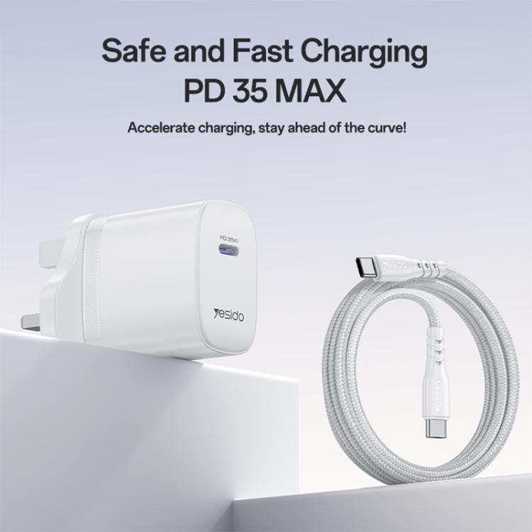 Yesido YC153 PD35W USB-C / Type-Cシングルポート急速充電器セット Type-CからType-Cケーブル付き、YC153