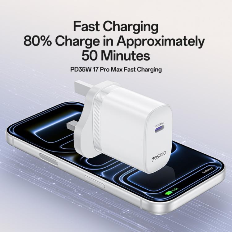 Yesido YC153 PD35W USB-C / Type-Cシングルポート急速充電器セット Type-CからType-Cケーブル付き、YC153