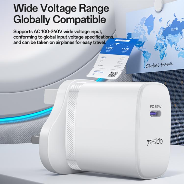 Yesido YC153 PD35W USB-C / Type-Cシングルポート急速充電器セット Type-CからType-Cケーブル付き、YC153