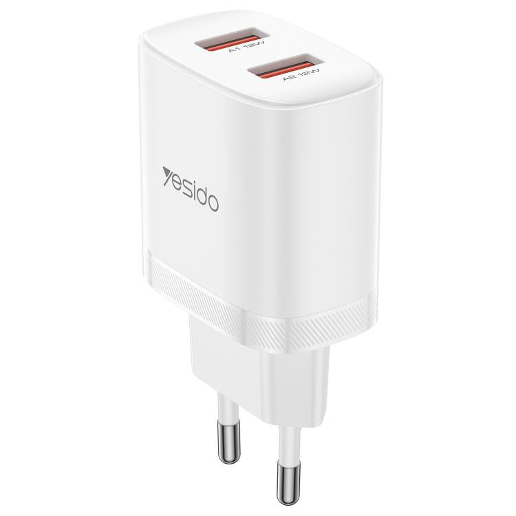 Yesido YC104 12W 2.4A USBデュアルポート充電器セット 1m USBからType-Cデータケーブル付き, YC104