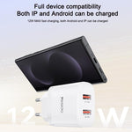 Yesido YC104 12W 2.4A USBデュアルポート充電器セット 1m USBからType-Cデータケーブル付き, YC104