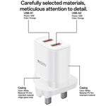 Yesido YC150 12W 2.4A USBデュアルポート充電器セット 1m USBからType-Cデータケーブル付き, YC150