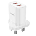 Yesido YC150 12W 2.4A USBデュアルポート充電器セット 1m USBからType-Cデータケーブル付き, YC150