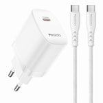 Yesido YC105 PD20W Type-C充電器セット 1m Type-CからType-Cデータケーブル付き, YC105