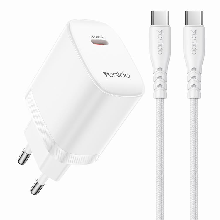 Yesido YC105 PD20W Type-C充電器セット 1m Type-CからType-Cデータケーブル付き, YC105