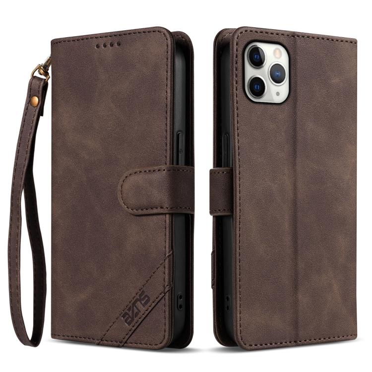 AZNS A2 Series Tri-Card Wallet RFID Vegan Leather Phone Case with Strap, For iPhone 11 Pro