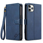 AZNS A2 Series Tri-Card Wallet RFID Vegan Leather Phone Case with Strap, For iPhone 13 Pro, For iPhone 13, For iPhone 12, For iPhone 12 Pro Max, For iPhone 12 Pro, For iPhone 11 Pro Max, For iPhone 11, For iPhone 11 Pro