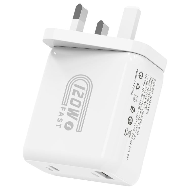 HX119 120W USBおよびType-Cデュアルインターフェース高速充電器, EUプラグ, UKプラグ, USプラグ