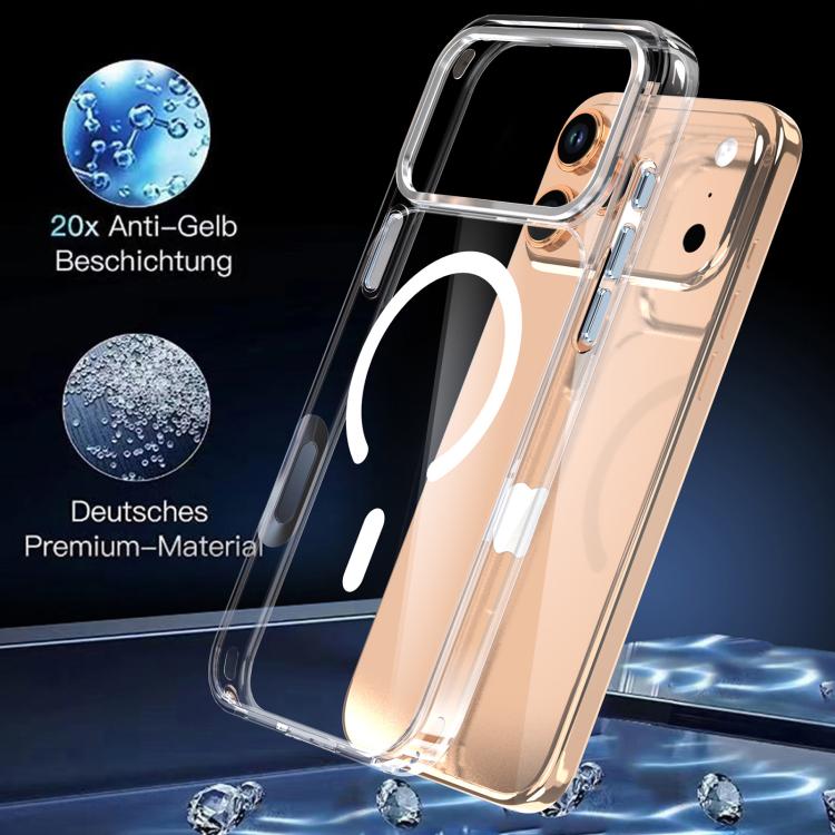 クリスタルトランスペアレント磁気スマホケース、iPhone 17 Pro Max用、iPhone 17 Pro用