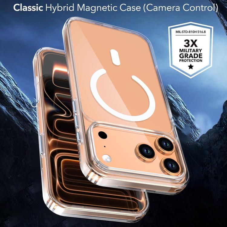 クリスタルトランスペアレント磁気スマホケース、iPhone 17 Pro Max用、iPhone 17 Pro用