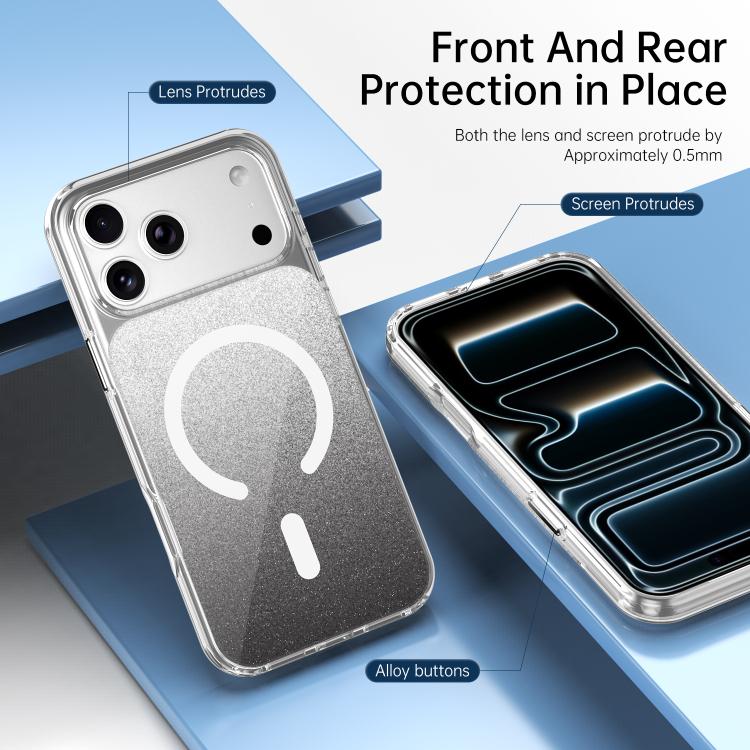 クリスタルグリッターマグネットスマホケース、iPhone 17 Pro Max用、iPhone 17 Pro用
