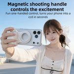 Magnetic Smartphone Shooting Holder Hand Grip Handle Snap On Phone Stand, Single Grip, With Fill Light