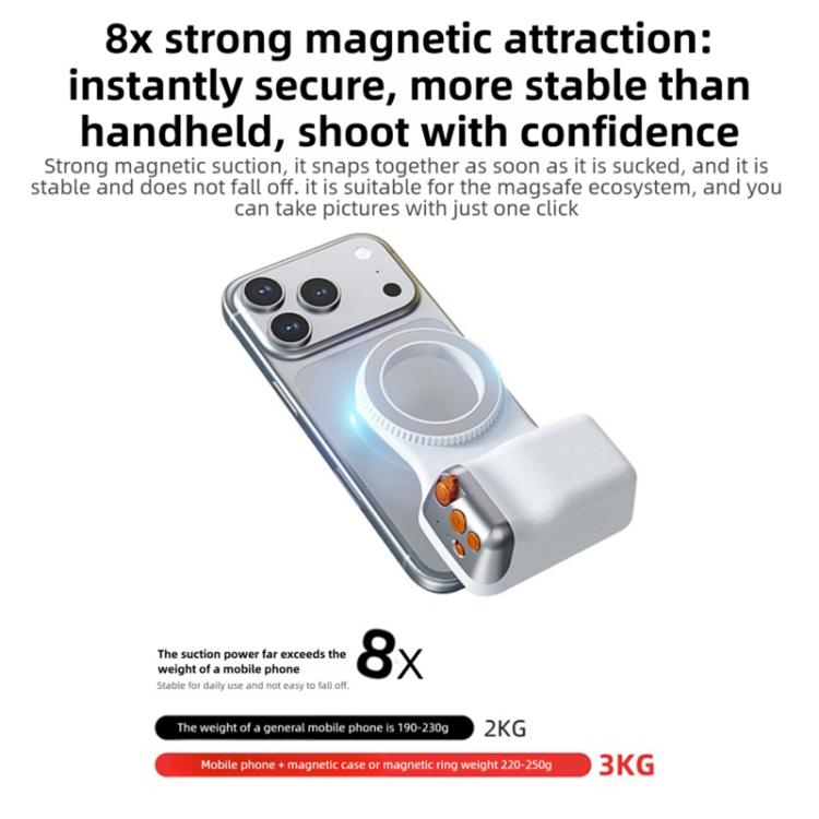 Magnetic Smartphone Shooting Holder Hand Grip Handle Snap On Phone Stand, Single Grip, With Fill Light