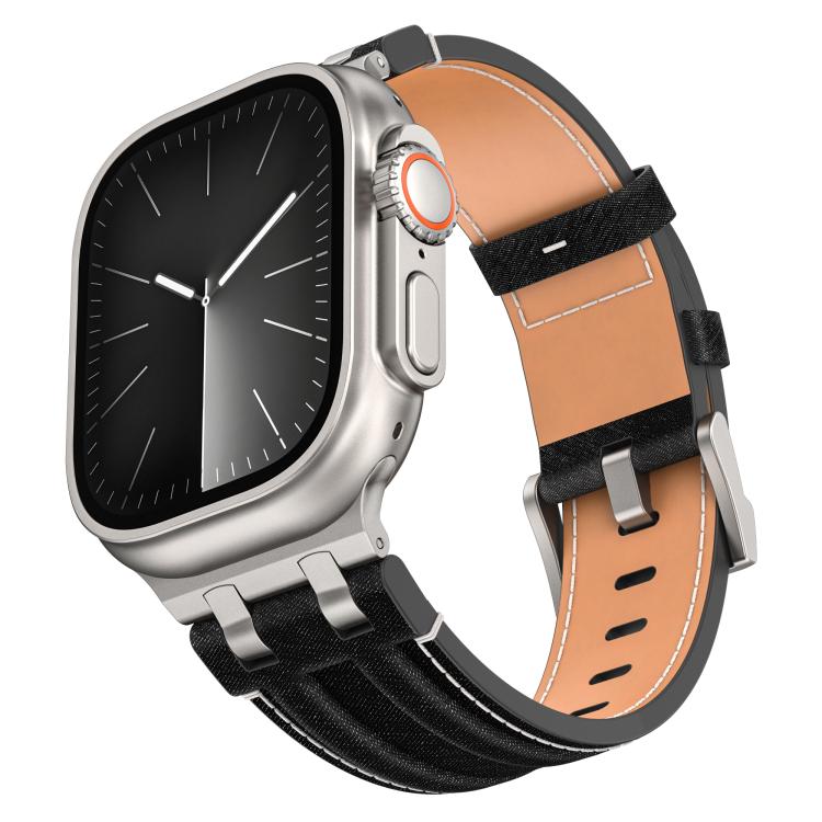 デニムステッチヴィーガンレザーベルト、Apple Watch 46mm / 49mm / 45mm / 44mm用
