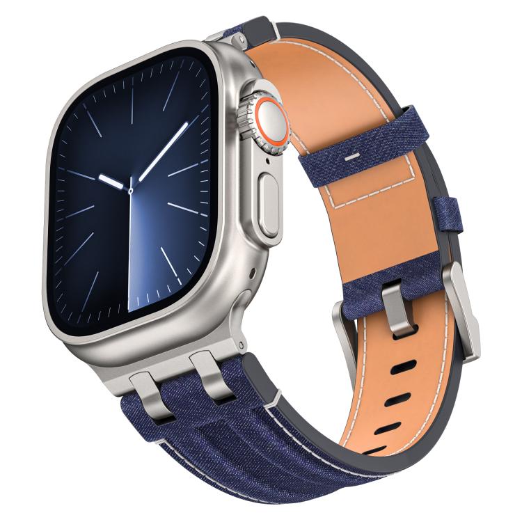 デニムステッチヴィーガンレザーベルト、Apple Watch 46mm / 49mm / 45mm / 44mm用