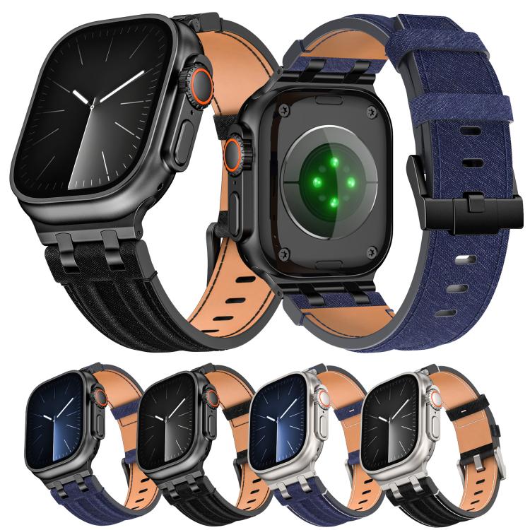デニムステッチヴィーガンレザーベルト、Apple Watch 46mm / 49mm / 45mm / 44mm用