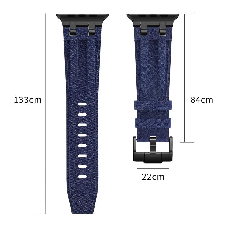 デニムステッチヴィーガンレザーベルト、Apple Watch 46mm / 49mm / 45mm / 44mm用