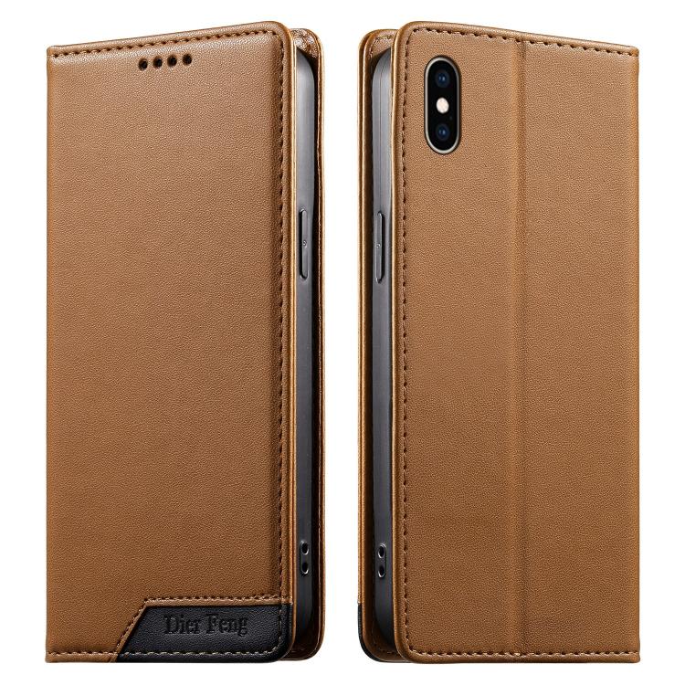 Dierfeng スプライシング強力マグネットRFIDヴィーガンレザースマホケース iPhone 11 Pro Max用 iPhone 11用 iPhone 11 Pro用 iPhone X / XS用 iPhone XR用 iPhone XS Max用 iPhone 8 Plus / 7 Plus用