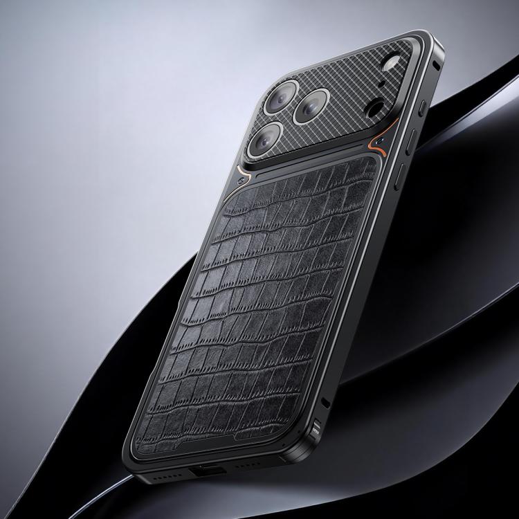 高級レザー調磁気メタルスマホケース スプリングバックル付き、iPhone 17 Pro Max用、iPhone 17 Pro用