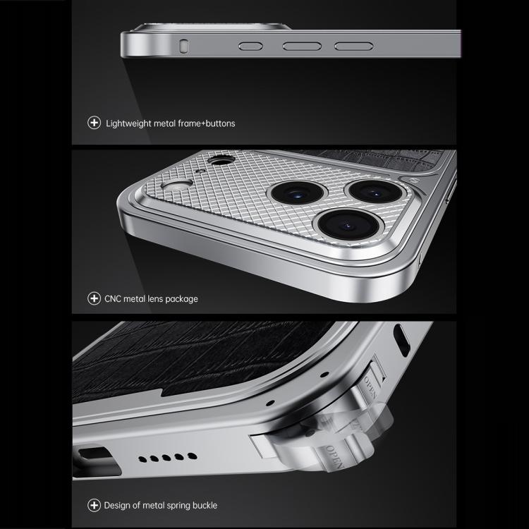 高級レザー調磁気メタルスマホケース スプリングバックル付き、iPhone 17 Pro Max用、iPhone 17 Pro用