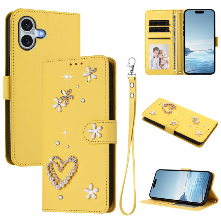 ZS01 二重層ハートフローラルヴィーガンレザースマホケース リストストラップ付き、iPhone 16 Pro用、iPhone 16 Plus用、iPhone 16用、iPhone 15 Pro Max用、iPhone 15 Pro用、iPhone 15 Plus用