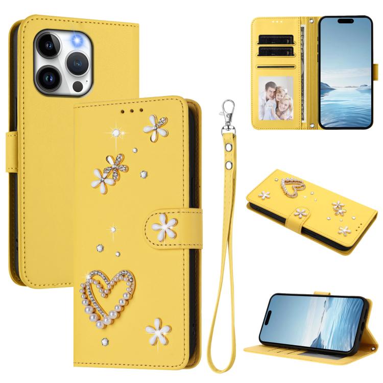 ZS01 二重層ハートフローラルヴィーガンレザー手首ストラップ付きスマホケース、iPhone 13 Pro用、iPhone 12 / 12 Pro用、iPhone 12 Pro Max用、iPhone 11 Pro Max用、iPhone 11用、iPhone 11 Pro用