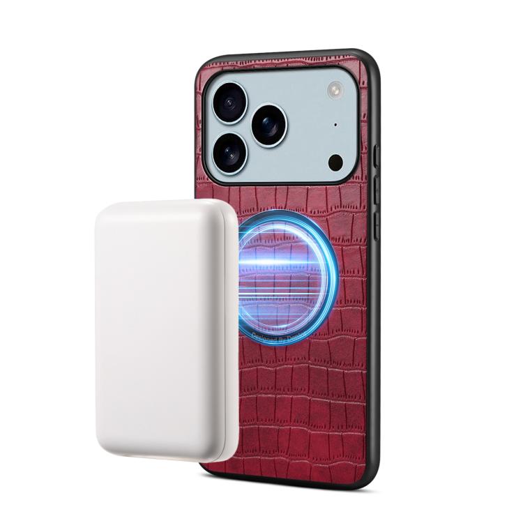 Denior A09 クロコダイルテクスチャーPUヴィーガンレザーマグネット式スマホケース、iPhone 17 Pro Max用、iPhone 17 Pro用
