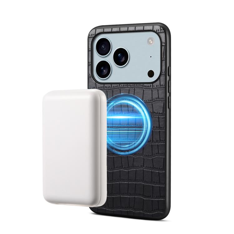 Denior A09 クロコダイルテクスチャーPUヴィーガンレザーマグネット式スマホケース、iPhone 17 Pro Max用、iPhone 17 Pro用