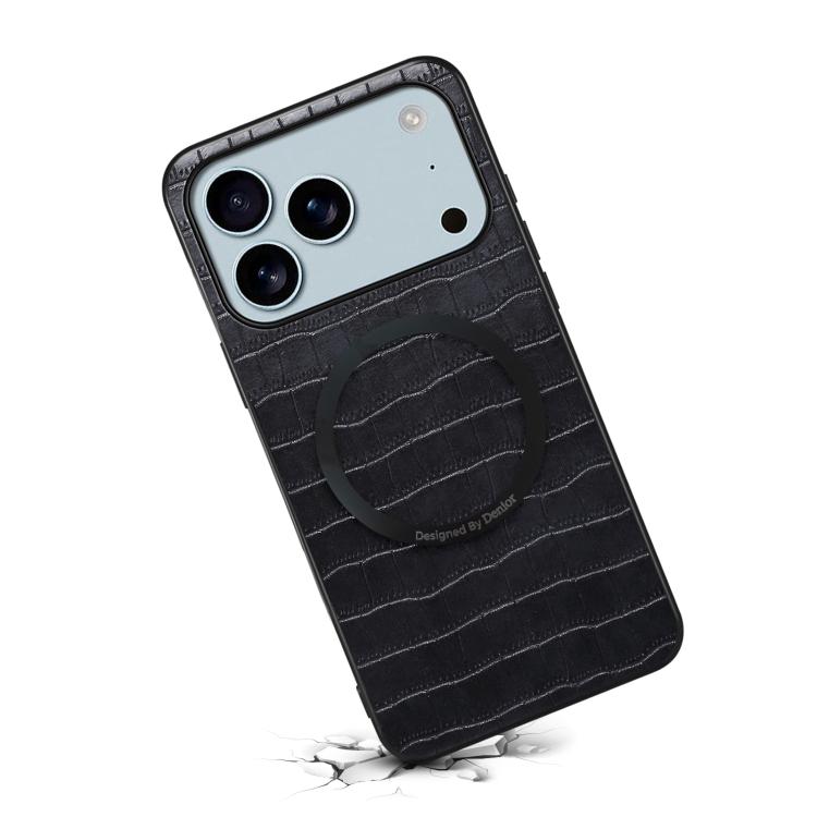 Denior A09 クロコダイルテクスチャーPUヴィーガンレザーマグネット式スマホケース、iPhone 17 Pro Max用、iPhone 17 Pro用