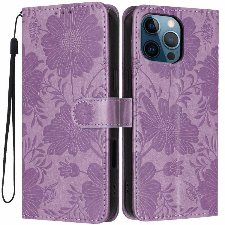 ひまわり型エンボス加工ヴィーガンレザーのスマホケース 小さな黒いロープ付き、iPhone 14 Pro Max用、iPhone 13 Pro Max用、iPhone 13 Pro用、iPhone 13用、iPhone 12 / 12 Pro用、iPhone 12 Pro Max用、iPhone 11 Pro Max用、iPhone 11用