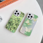 蝶柄シルバーメッキPCハイブリッドTPUスマホケース、iPhone 17e / 16e用、iPhone 17 Pro Max用、iPhone 17 Pro用、iPhone 17用、iPhone Air用、iPhone 16 Pro Max用