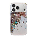 蝶柄シルバーメッキPCハイブリッドTPUスマホケース、iPhone 17e / 16e用、iPhone 17 Pro Max用、iPhone 17 Pro用、iPhone 17用、iPhone Air用、iPhone 16 Pro Max用