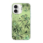 蝶柄シルバーメッキPCハイブリッドTPUスマホケース、iPhone 17e / 16e用、iPhone 17 Pro Max用、iPhone 17 Pro用、iPhone 17用、iPhone Air用、iPhone 16 Pro Max用