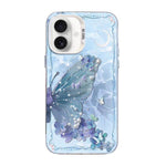 蝶柄シルバーメッキPCハイブリッドTPUスマホケース、iPhone 17e / 16e用、iPhone 17 Pro Max用、iPhone 17 Pro用、iPhone 17用、iPhone Air用、iPhone 16 Pro Max用