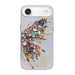 蝶柄シルバーメッキPCハイブリッドTPUスマホケース、iPhone 17e / 16e用、iPhone 17 Pro Max用、iPhone 17 Pro用、iPhone 17用、iPhone Air用、iPhone 16 Pro Max用