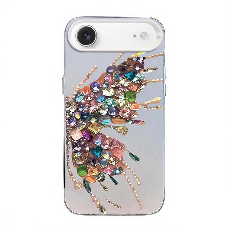 蝶柄シルバーメッキPCハイブリッドTPUスマホケース、iPhone 17e / 16e用、iPhone 17 Pro Max用、iPhone 17 Pro用、iPhone 17用、iPhone Air用、iPhone 16 Pro Max用