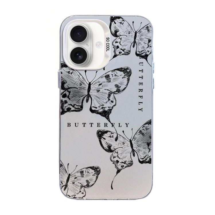 Butterfly Pattern Silver Plating PC Hybrid TPU Phone Case, For iPhone 16 Pro, For iPhone 16 Plus, For iPhone 16, For iPhone 15 Pro Max, For iPhone 15 Pro, For iPhone 15 Plus